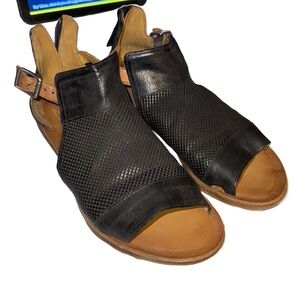 Miz Mooz Black and Brown Leather Sandals